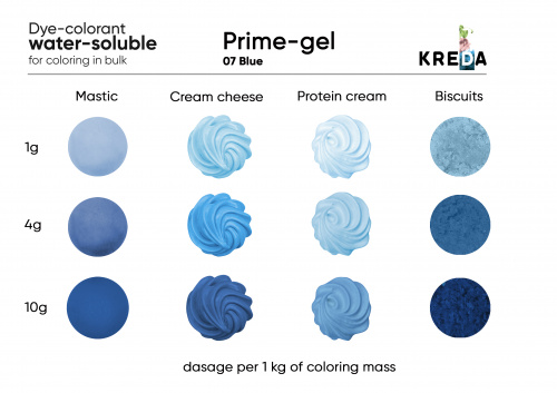 Blue, Prime-gel, water-soluble food dye