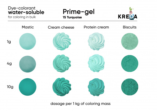 Turquoise, Prime-gel, water-soluble food dye