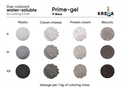 Black, Prime-gel, water-soluble food dye