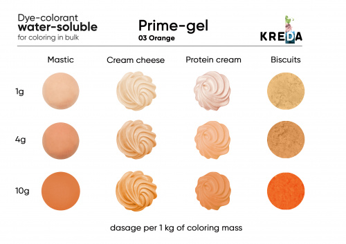 Orange, Prime-gel, water-soluble food dye